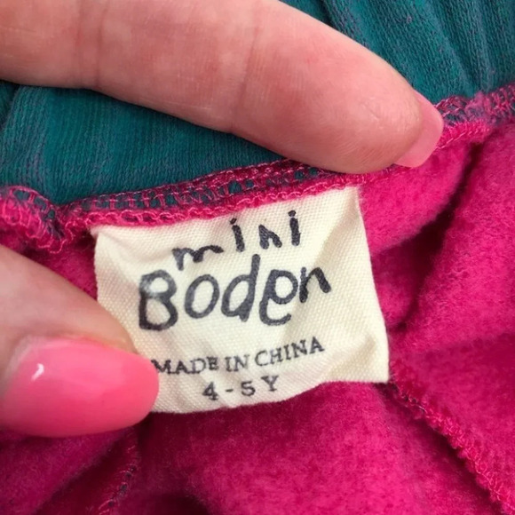 Mini Boden skirt magenta pink & gray stripe sweatshirt material size 4-5 years - Picture 3 of 10